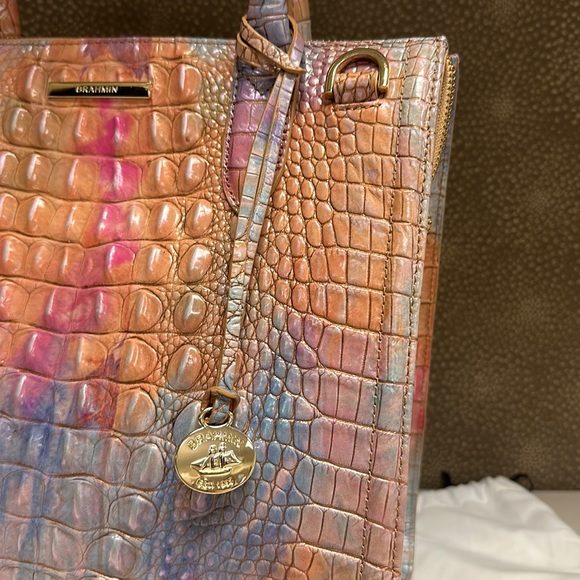 SOLD🔥🔥🔥Brahmin Caroline Croc-Embossed Leather Multicolor Satchel Shoulder Bag - Picture 7 of 15